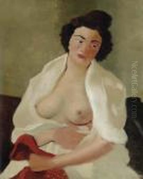 Buste De Femme Aux Seins Nus Oil Painting by Andre Derain