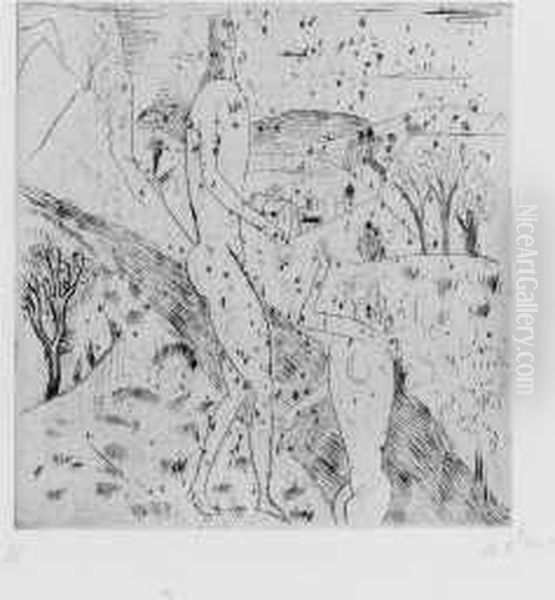Couple Au Bord Du Torrent Oil Painting by Andre Derain