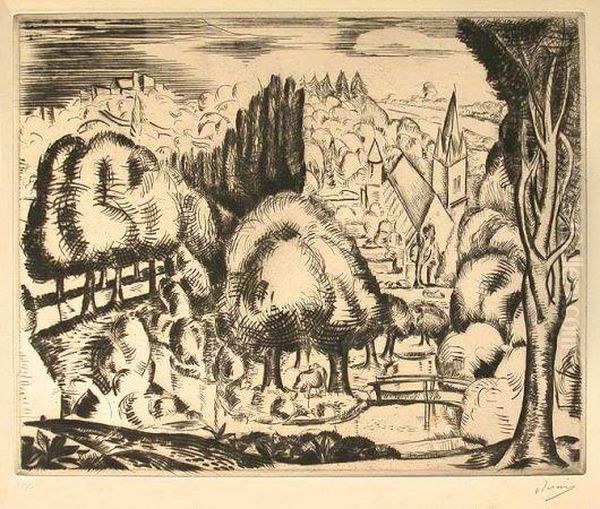 Paysage Dans Le Gout Italien (adhemar 49) Oil Painting by Andre Derain