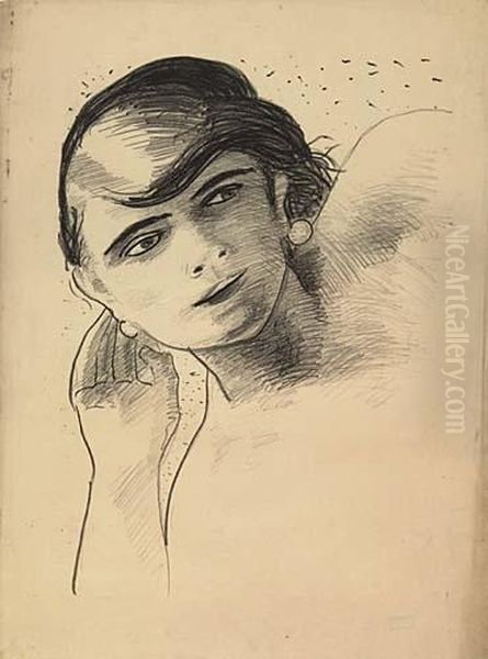 Two Lithographs.
Tete De Femme Oil Painting by Andre Derain