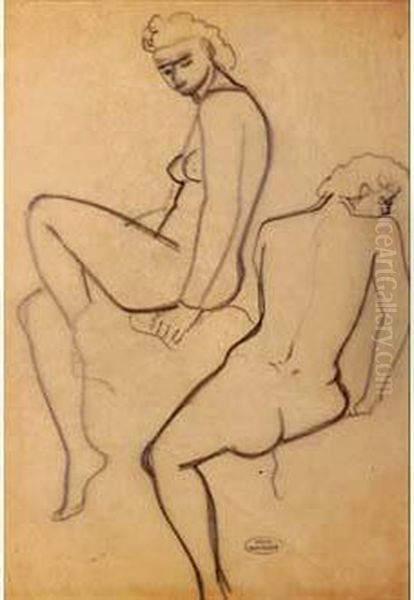 Deux Etudes De Modeles Nus Oil Painting by Andre Derain
