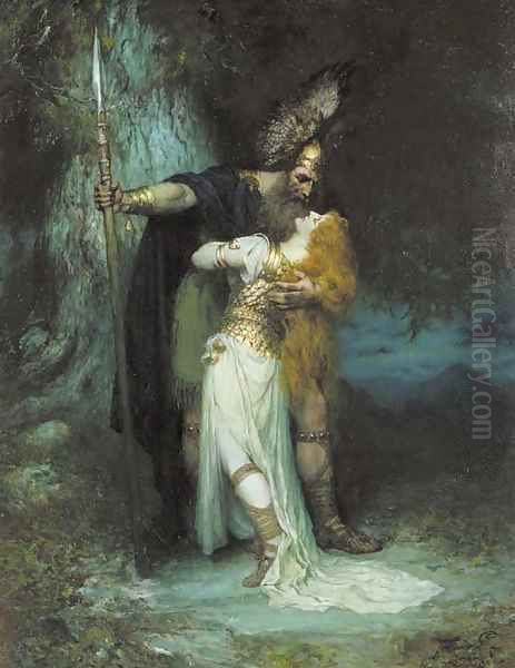 The warrior's return Oil Painting by Ferdinand Leeke