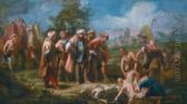 Giuseppe Gettato Dai Fratelli Nella Cisterna Oil Painting by Gaspare Diziani