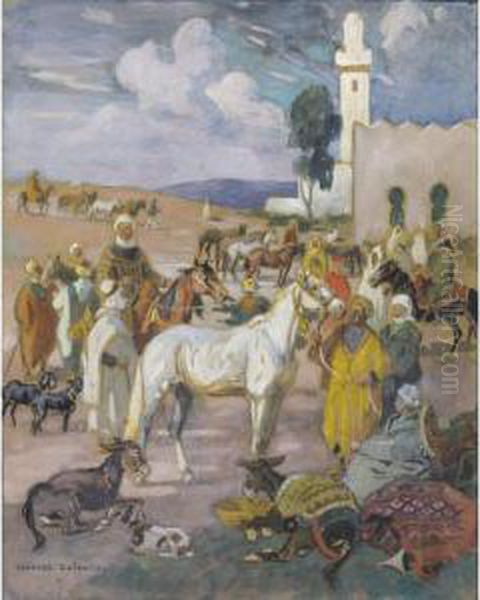 Le Marche Aux Chevaux Oil Painting by Edouard Doigneau