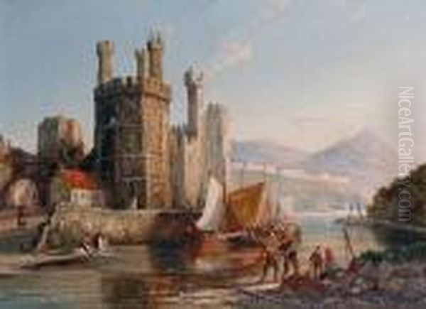The Eagle Tower, Caernarvon Castle Oil Painting by William Raymond Dommersen