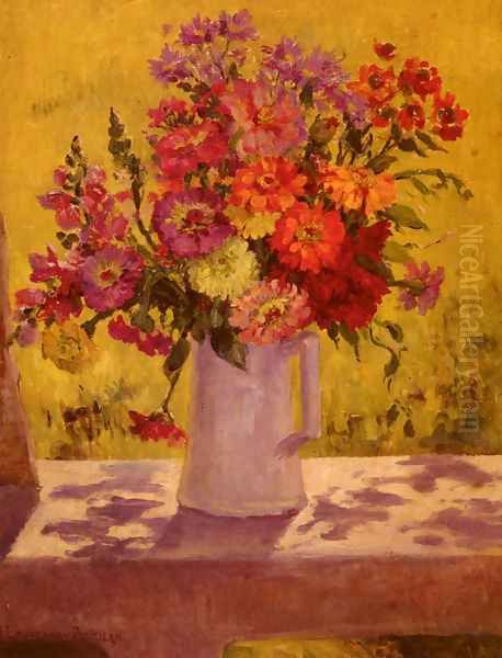 Bouquet de fleurs Oil Painting by Jeanne Lauvernay-Petitjean