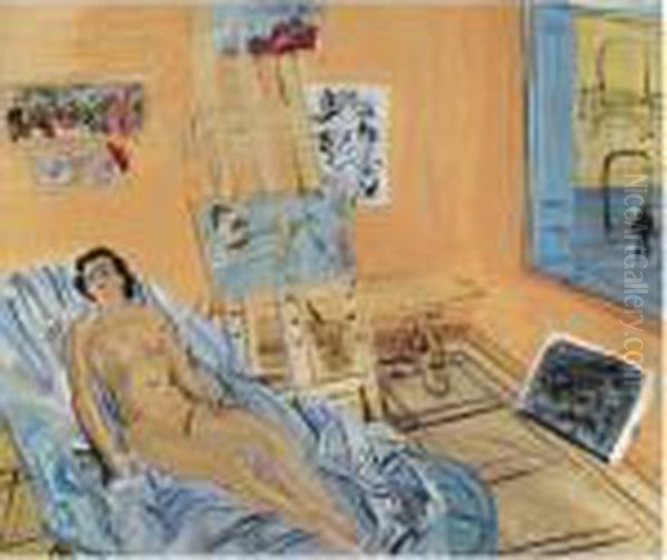 Atelier De La Rue Jeanne-d'arc, Nu Couche Au Passant Oil Painting by Raoul Dufy