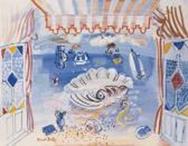 Rideau De Theatre Pour Le Ballet Palm Beach Oil Painting by Raoul Dufy