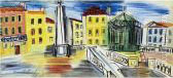 La Place D'hyeres - L'obelisque Et Le Kiosque A Musique Oil Painting by Raoul Dufy