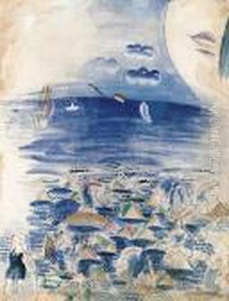 Pecheurs Et Baigneuses Au Bord De La Mer Oil Painting by Raoul Dufy