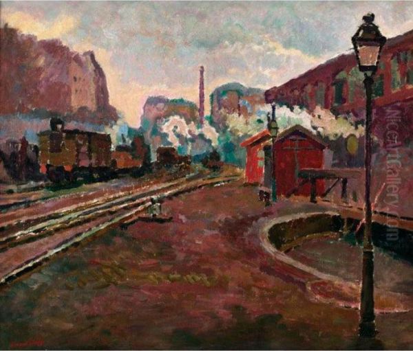La Gare Saint-lazare Oil Painting by Raoul Dufy
