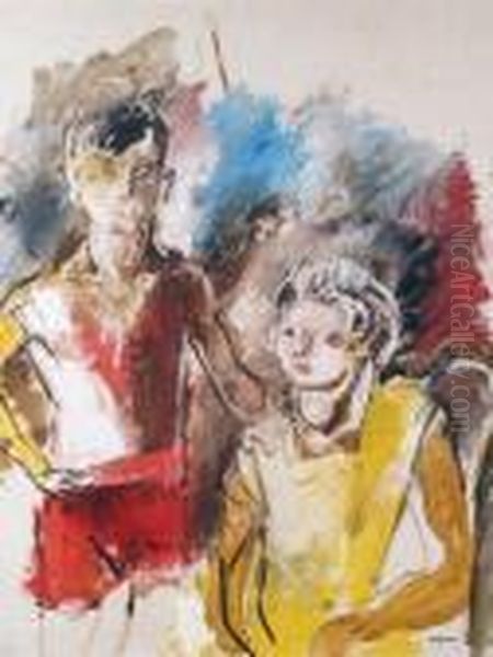 Jacqueline Et Son Frere Oil Painting by Charles Georges Dufresne