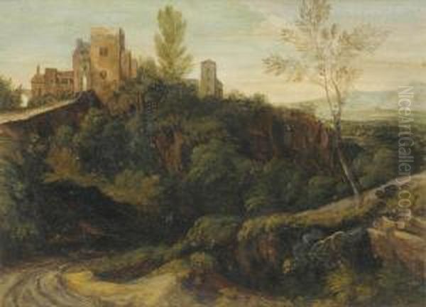 Landscape With Buildings In Tivoli Oil Painting by Gaspard Dughet Poussin