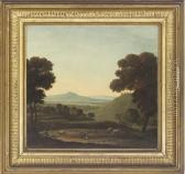 Cattle In A Landscape Oil Painting by Gaspard Dughet Poussin