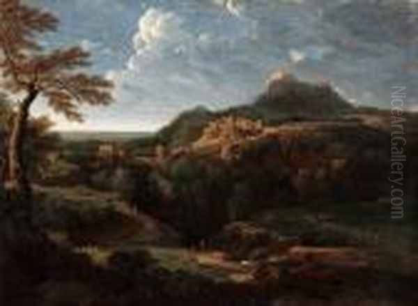 Paesaggio Con Figure Oil Painting by Gaspard Dughet
