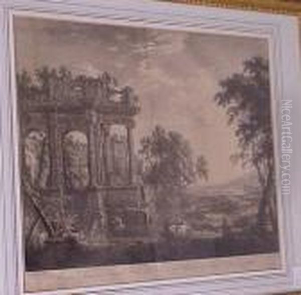 Figures In A Landscape Oil Painting by Gaspard Dughet Poussin