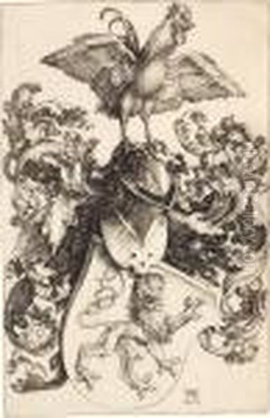 Lowenwappen Mit Dem Hahn Oil Painting by Albrecht Durer