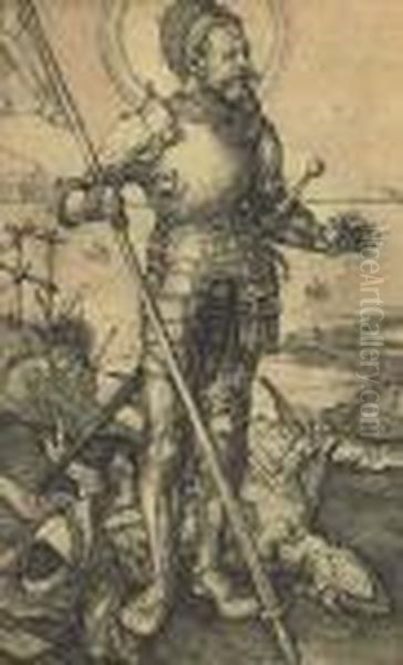 St. George On Foot Oil Painting by Albrecht Durer