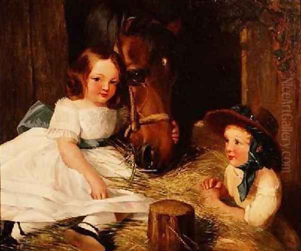 Two Children and a Pony Oil Painting by Landseer, Sir Edwin
