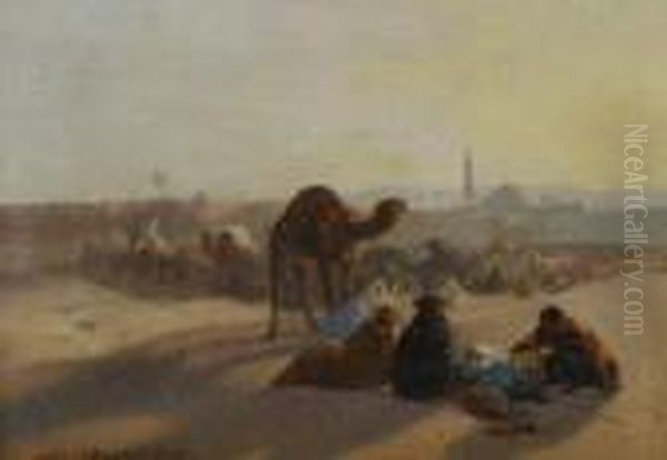 Campement Aux Abords De La
Ville Oil Painting by Henri Duvieux