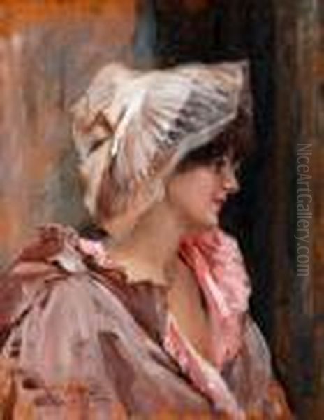 Parisian Lady In Peignoir Oil Painting by Albert Edelfelt