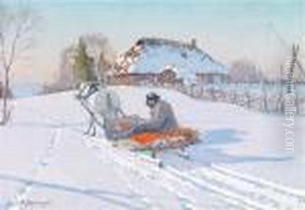 Heimkehr Mit Demschlitten Oil Painting by Andrei Afanas Evich Egorov