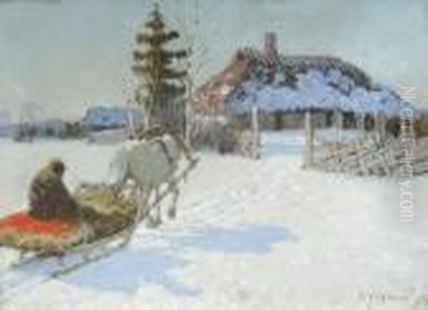 Talvine Maastik Oil Painting by Andrei Afanas Evich Egorov