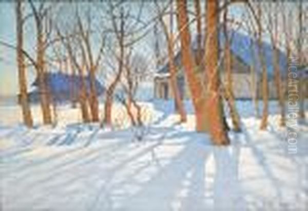 Sunlight On The Snowfall Oil Painting by Andrei Afanas Evich Egorov