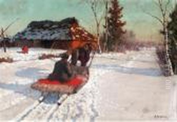 Through The Snow Oil Painting by Andrei Afanas Evich Egorov Through The Snow Oil Painting by Andrei Afanas Evich Egorov