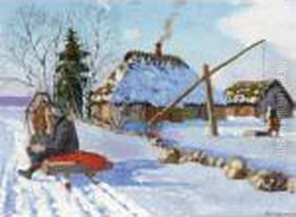 Izba Oil Painting by Andrei Afanas Evich Egorov