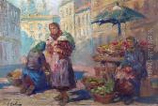 Przekupki Lwowskie Oil Painting by Erno Erb