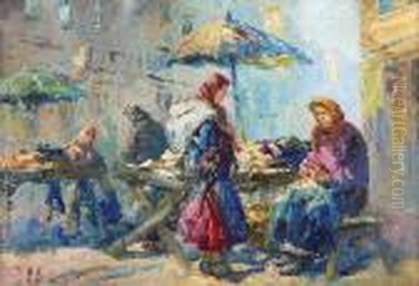 Przekupki Lwowskie Oil Painting by Erno Erb