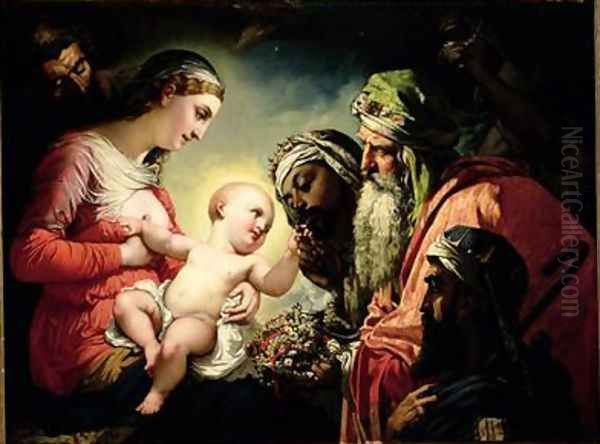 Adoration of the Magi Oil Painting by Henri (Karl Ernest Rudolf Heinrich Salem) Lehmann