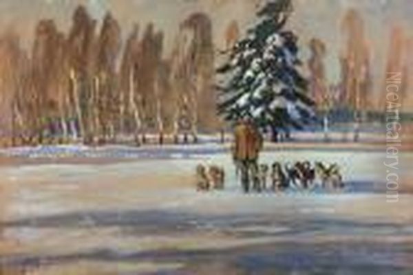 Przed Polowaniem Oil Painting by Julian Falat