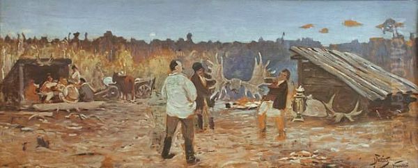 Polowanie Na Losia Oil Painting by Julian Falat