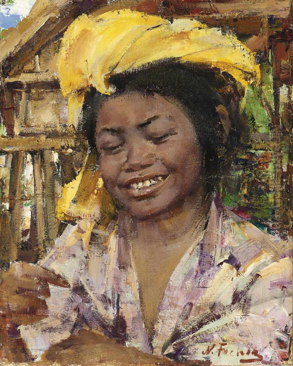 Balinese Peasant Girl Oil Painting by Nicolai Ivanovich Fechin