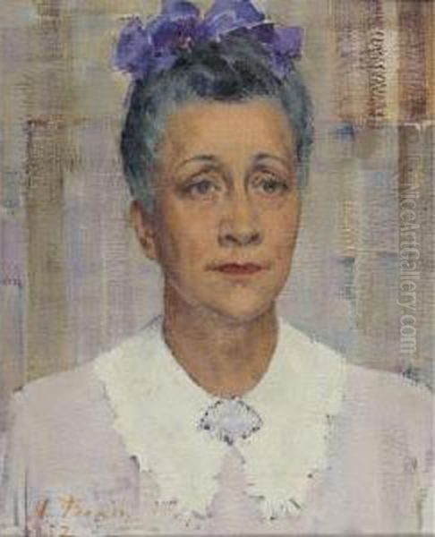 Portrait Of Rose K.l. Davis Oil Painting by Nicolai Ivanovich Fechin