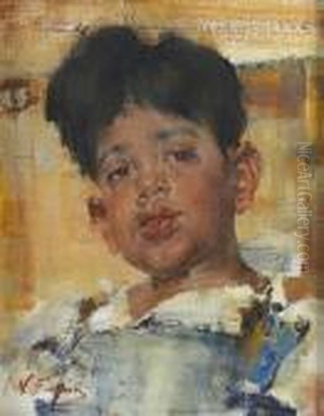 Head Of A Boy Oil Painting by Nicolai Ivanovich Fechin