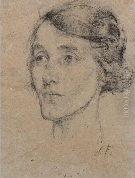 Fechin's Wife Oil Painting by Nicolai Ivanovich Fechin