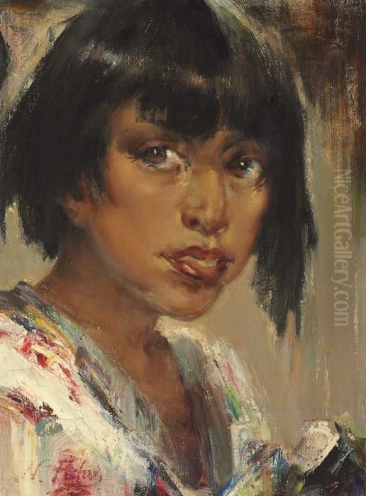 Portrait Of An Indian Youth Oil Painting by Nicolai Ivanovich Fechin