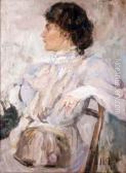 Portrait Einer Elegant Gekleideten Dame In Dreiviertelansicht Oil Painting by Nicolai Ivanovich Fechin