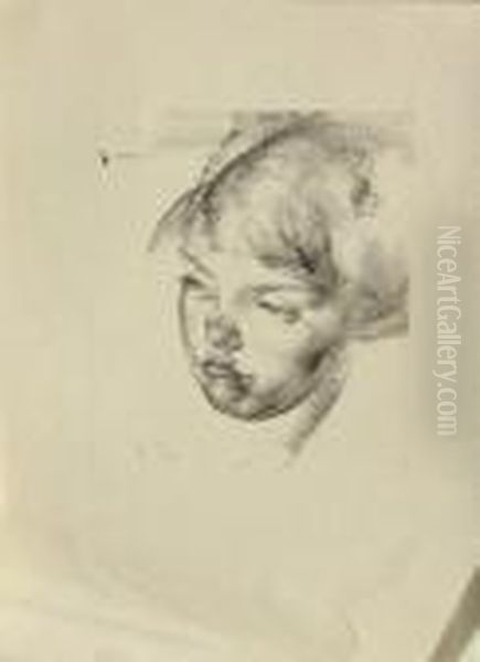 Portrait Of A Young Girl Oil Painting by Nicolai Ivanovich Fechin