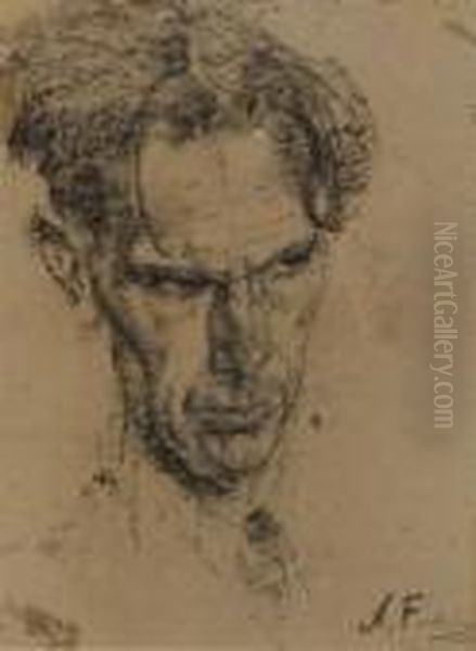 Head Of A Poet - The Artist's Best Friend Oil Painting by Nicolai Ivanovich Fechin