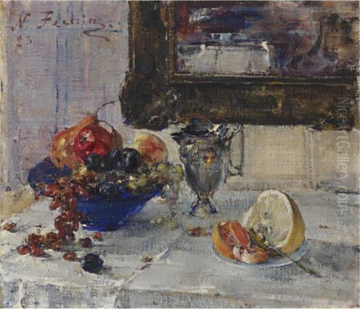 Still Life With Grapefruit Oil Painting by Nicolai Ivanovich Fechin