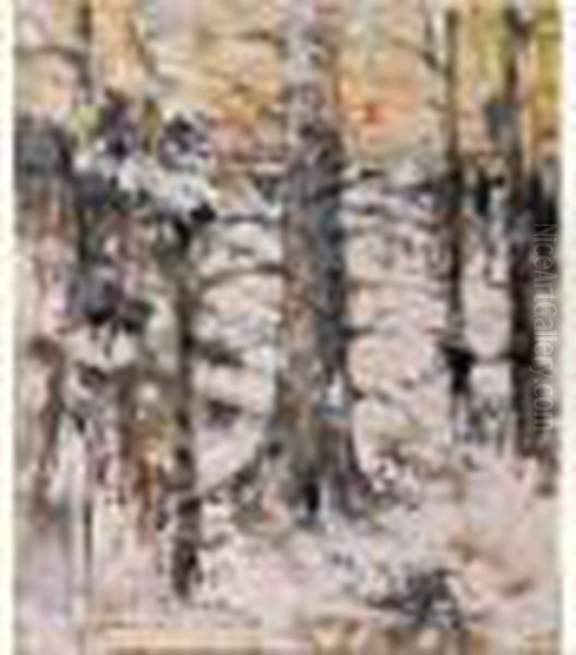 Winter In Vasilievo Oil Painting by Nicolai Ivanovich Fechin