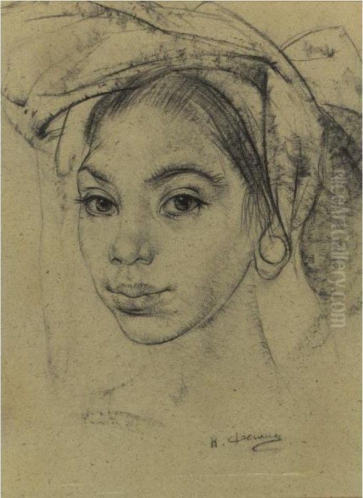 Portrait Of A Girl Oil Painting by Nicolai Ivanovich Fechin