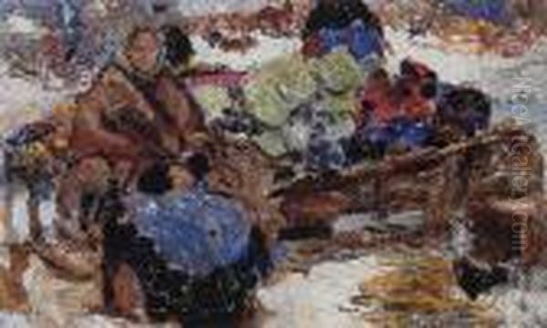 The Cabbage Seller Oil Painting by Nicolai Ivanovich Fechin