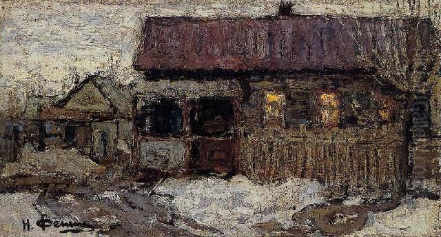 Russian Village Oil Painting by Nicolai Ivanovich Fechin
