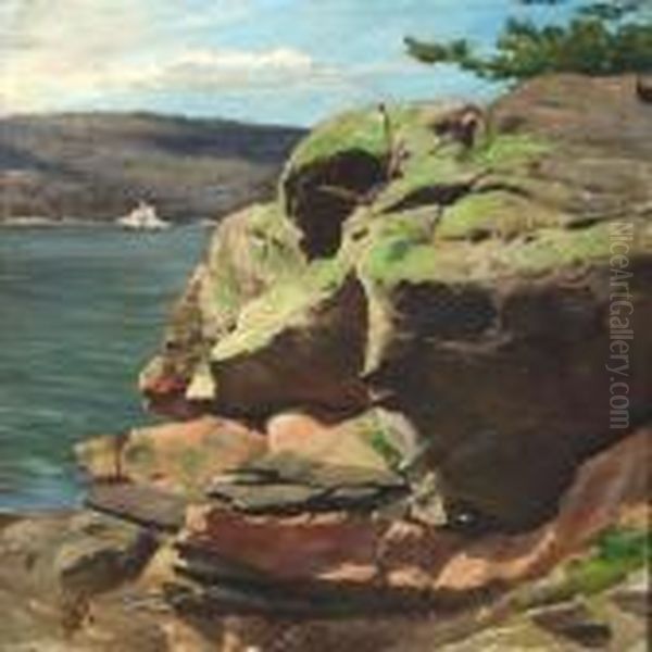 Summer Landscape Frombastad, Sweden Oil Painting by Paul-Gustave Fischer