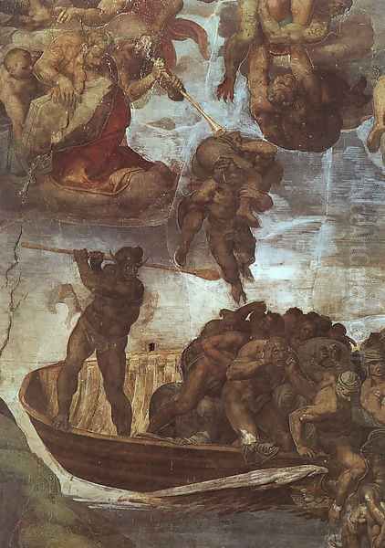 Last Judgement, detail of the Boatman Charon 1536-41 Oil Painting by Michelangelo Buonarroti